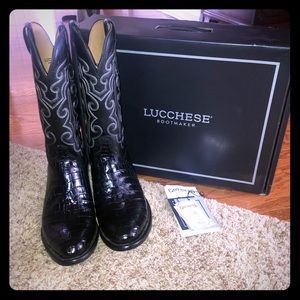 Lucchese Size 11D Men’s Black Crocodile Skin Boot
